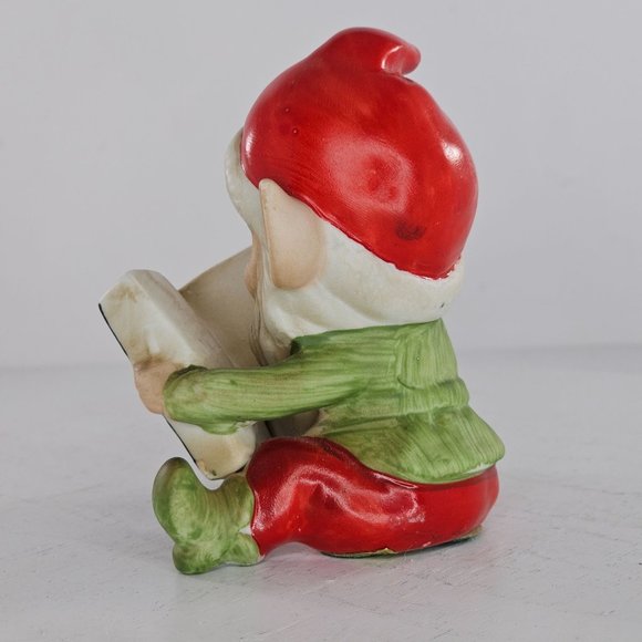 Vintage Homco Elf Reading A Book Figurine Ceramic 5406 Christmas Decor - Picture 5 of 8